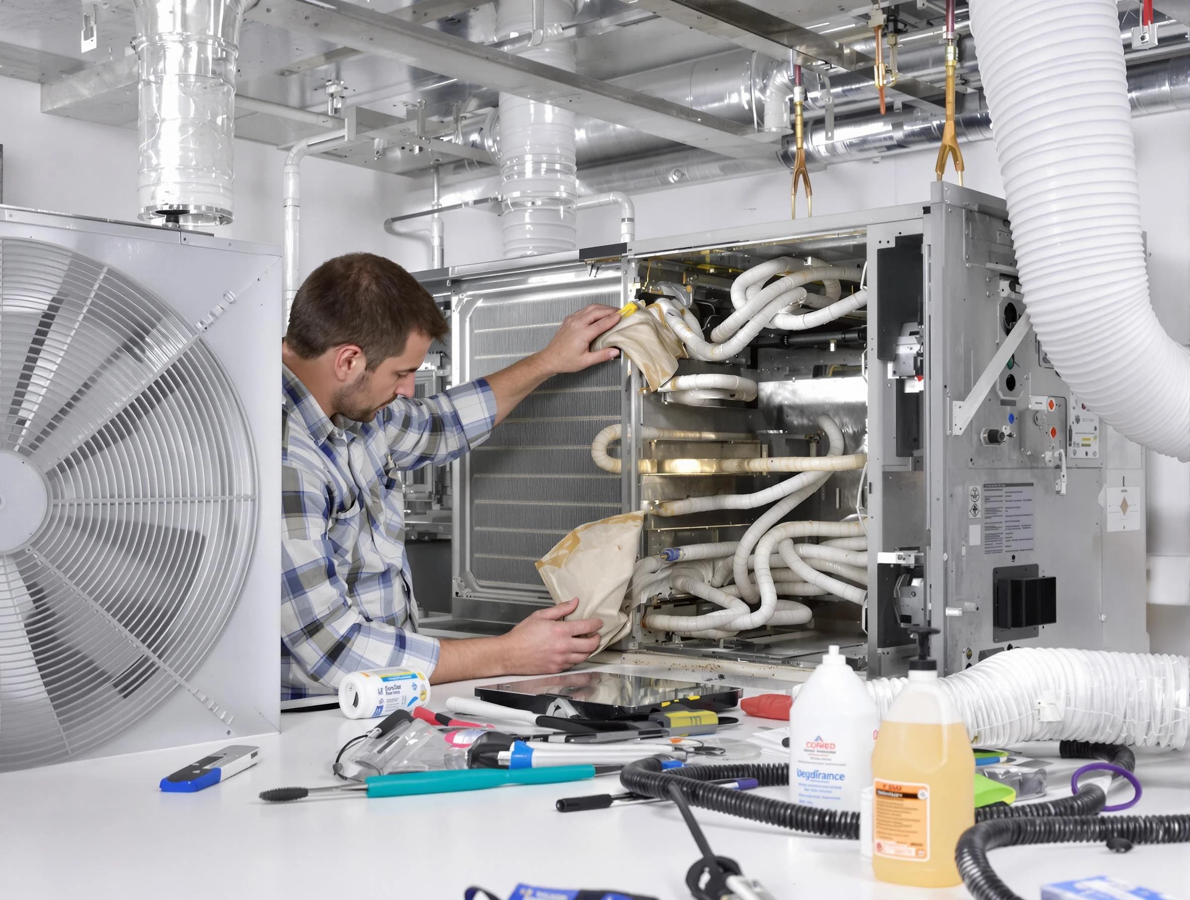 Danvers Air Duct Cleaning specialist performing precision AC coil cleaning in Danvers