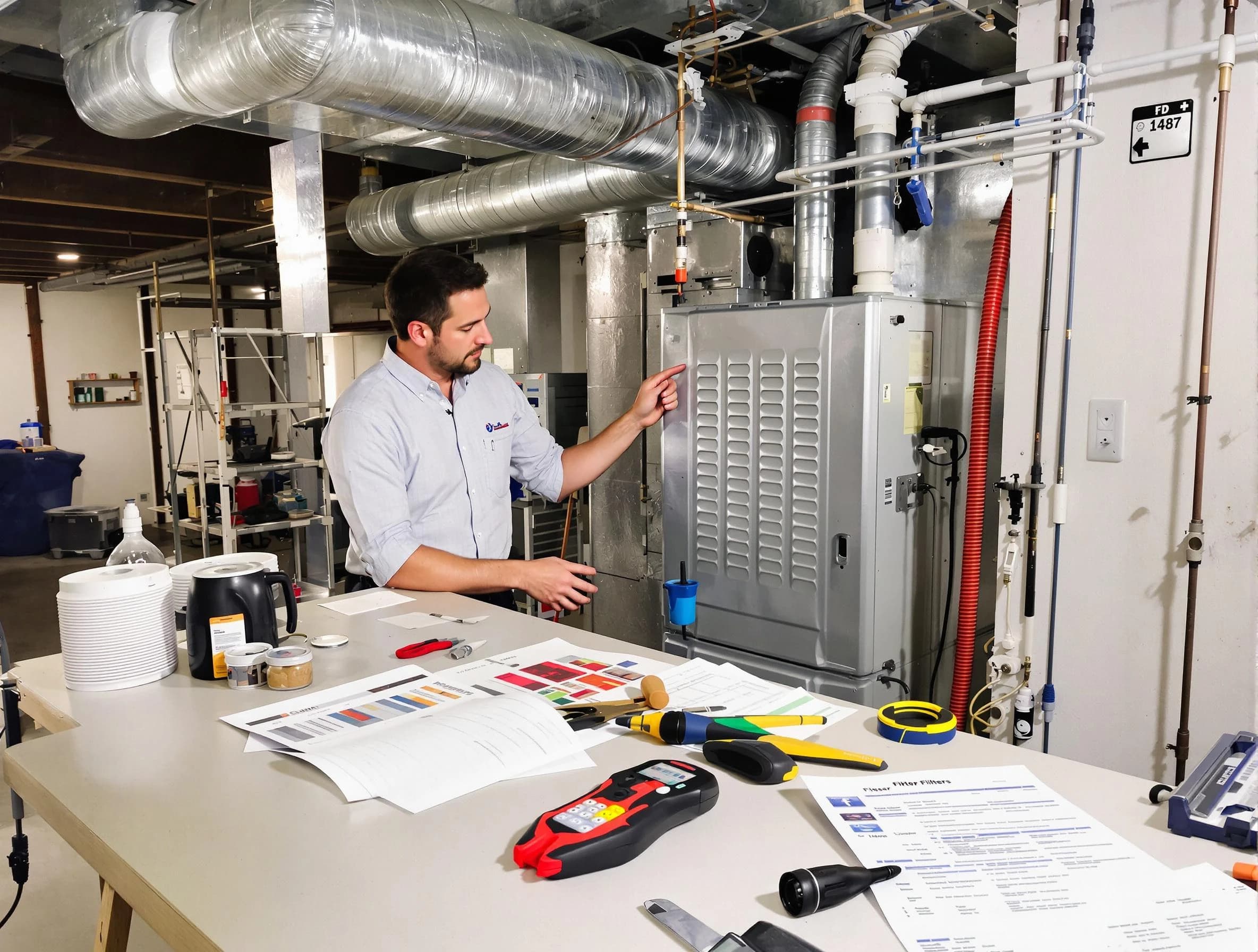 Danvers Air Duct Cleaning inspector conducting detailed filter system evaluation using professional diagnostic tools in Danvers