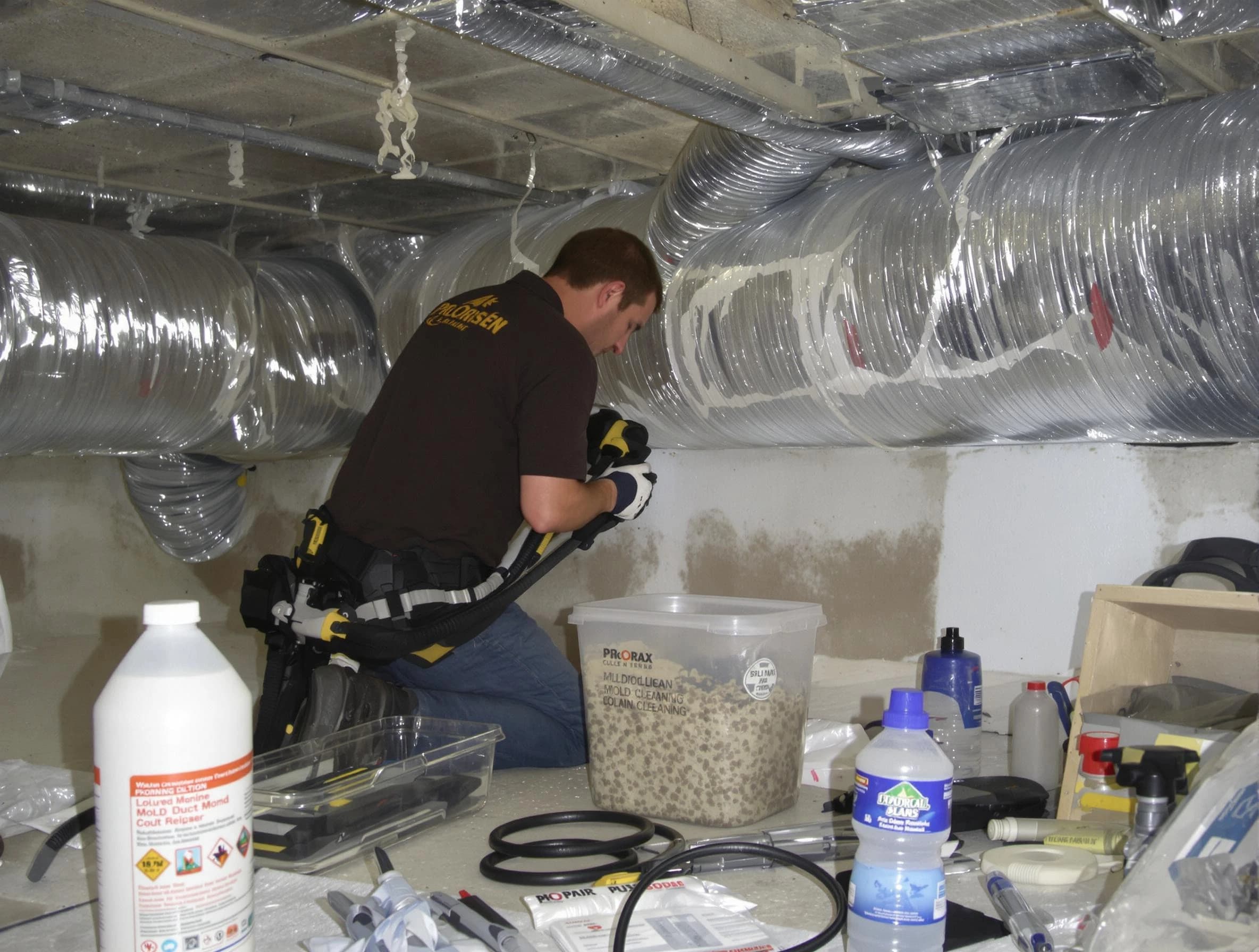 Danvers Air Duct Cleaning specialist performing professional mold removal from air ducts in Danvers