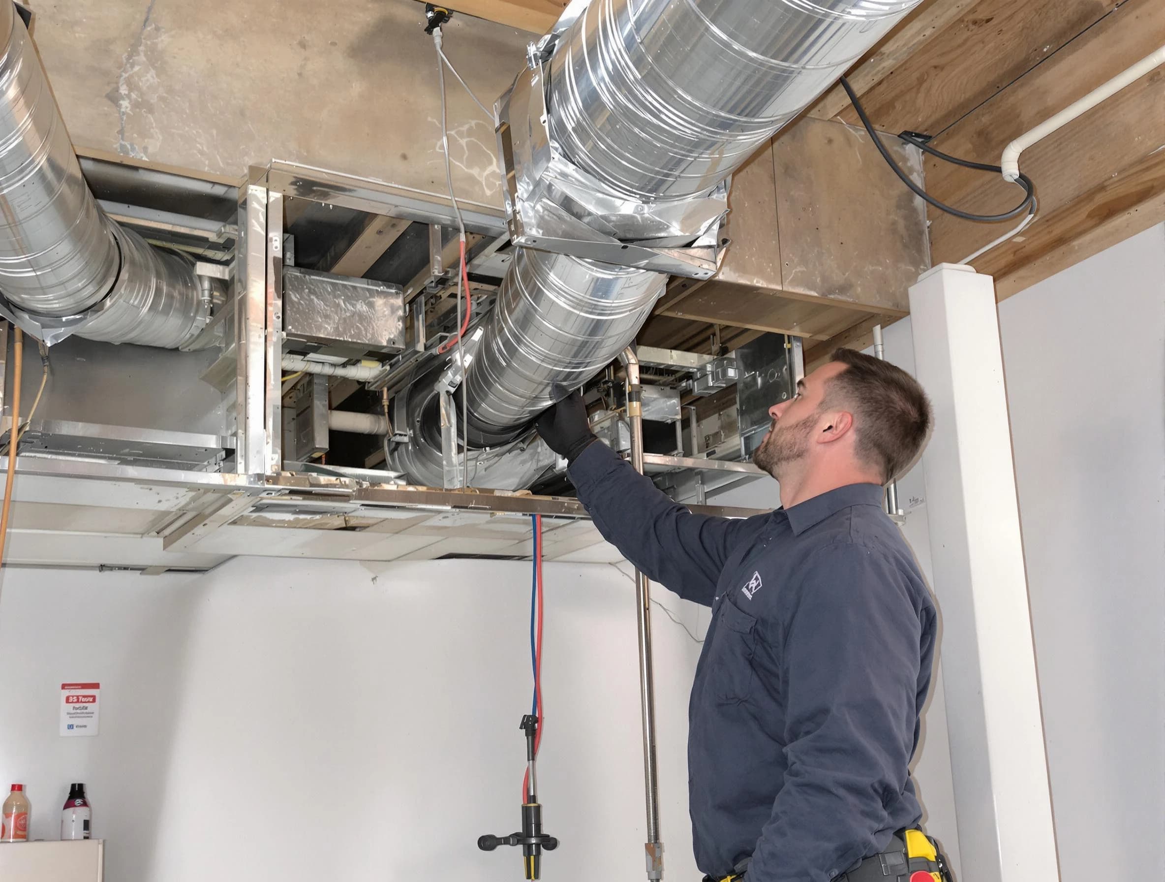 Danvers Air Duct Cleaning technician performing professional air duct repair using specialized tools in Danvers