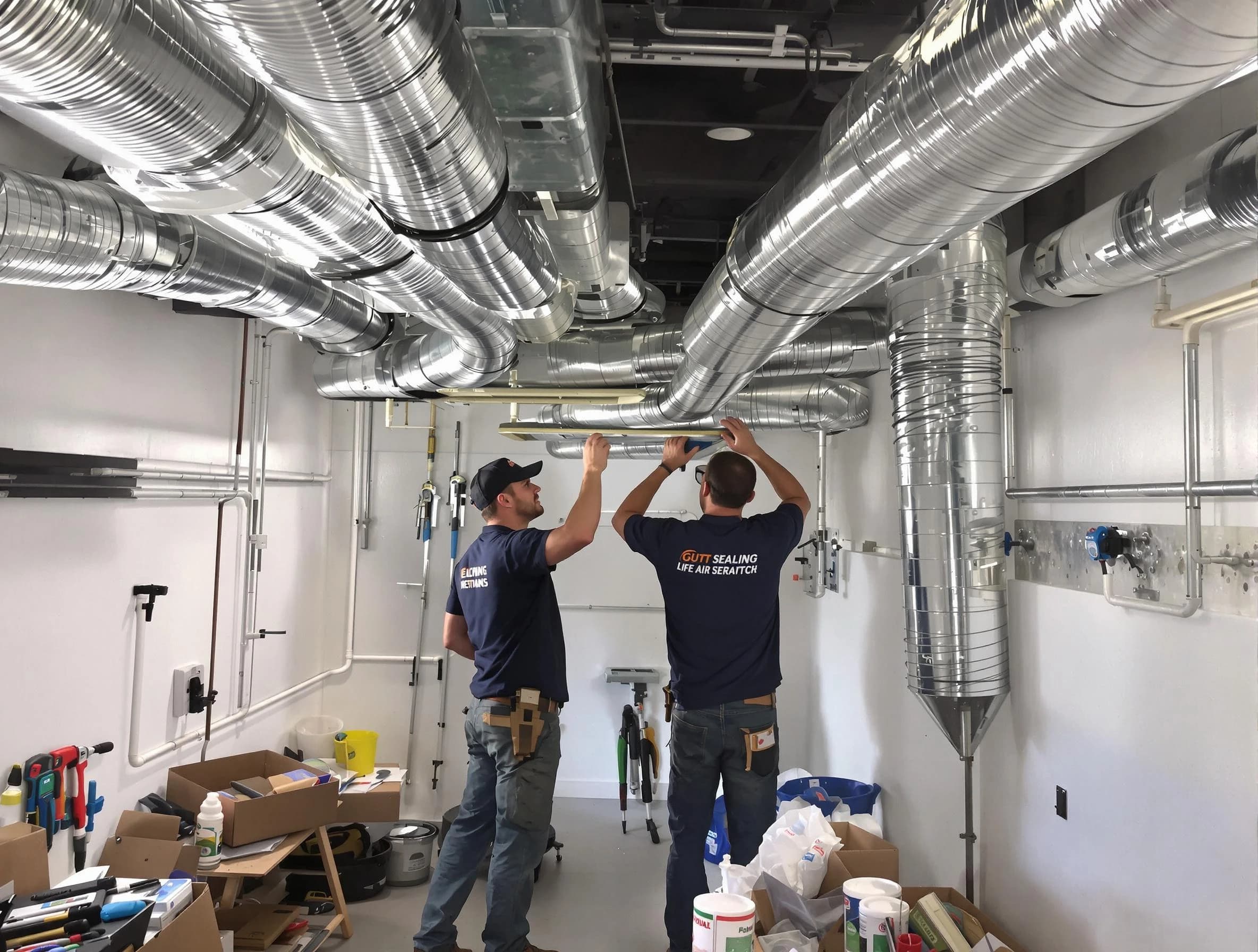 Danvers Air Duct Cleaning technician applying professional duct sealing solutions in Danvers
