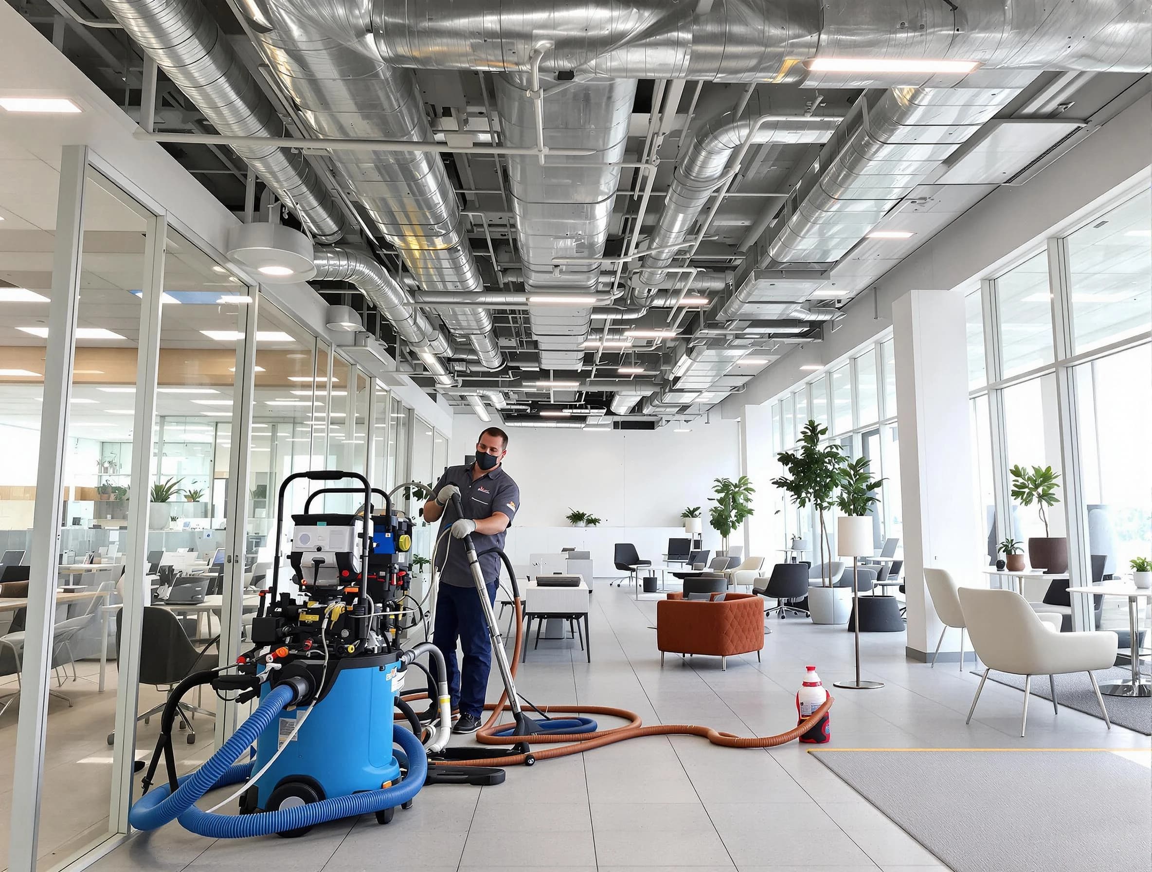 Danvers Air Duct Cleaning team conducting comprehensive commercial duct cleaning at a business location in Danvers