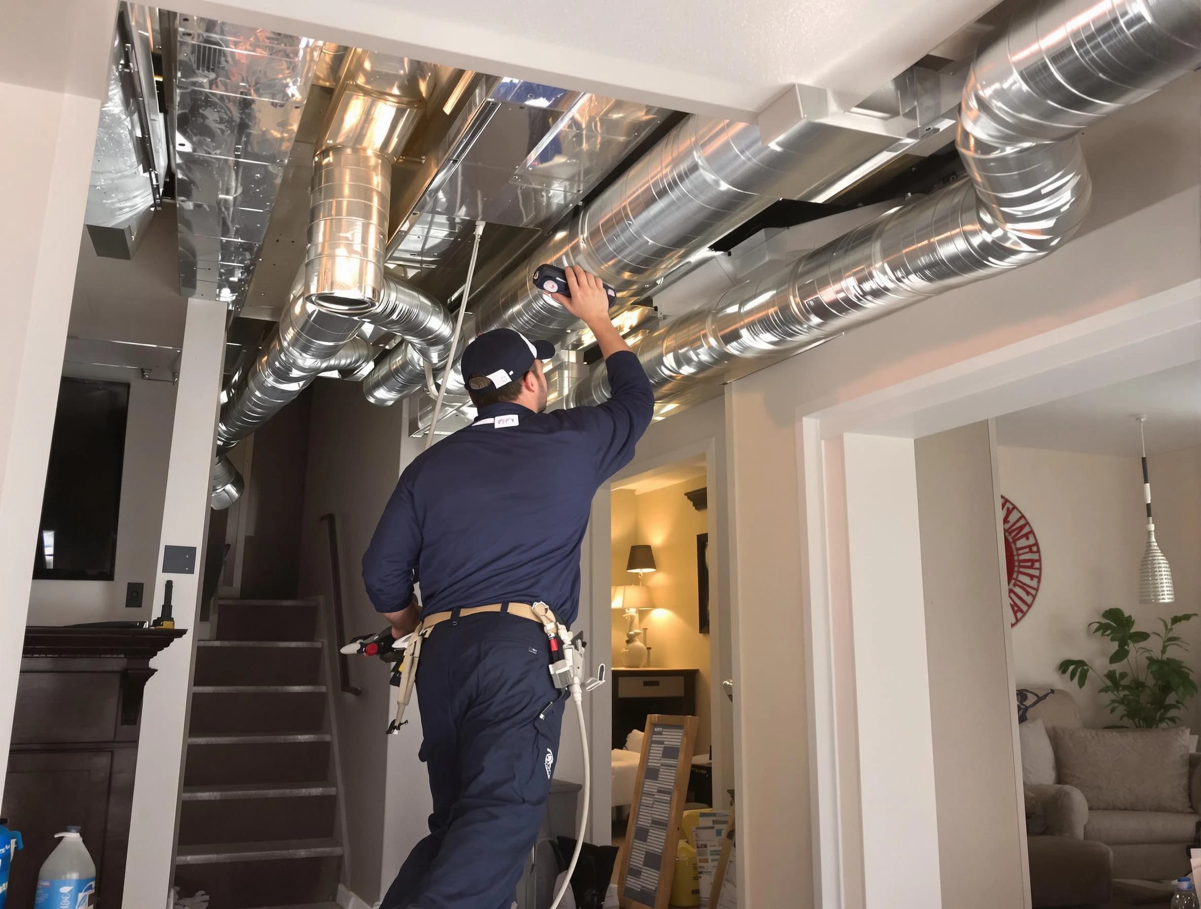 Danvers Air Duct Cleaning expert performing specialized duct cleaning in a mobile home in Danvers