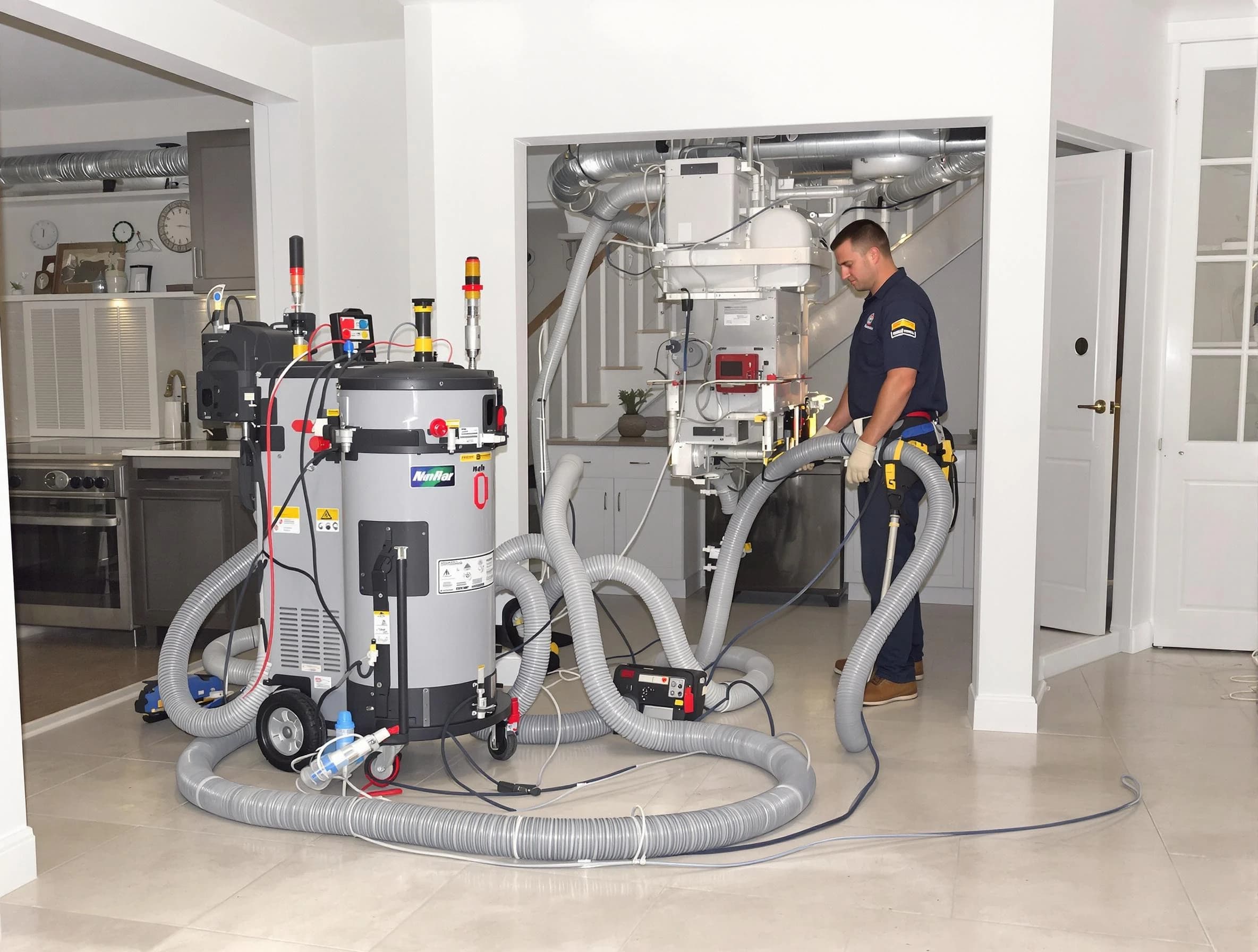 Danvers Air Duct Cleaning technician operating negative pressure cleaning equipment for thorough duct maintenance in Danvers
